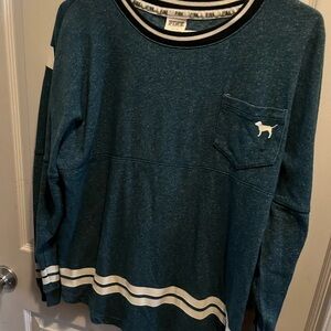 Victoria's Secret Teal Long Sleeve TopTshirt Like Teal and White Ladies Small